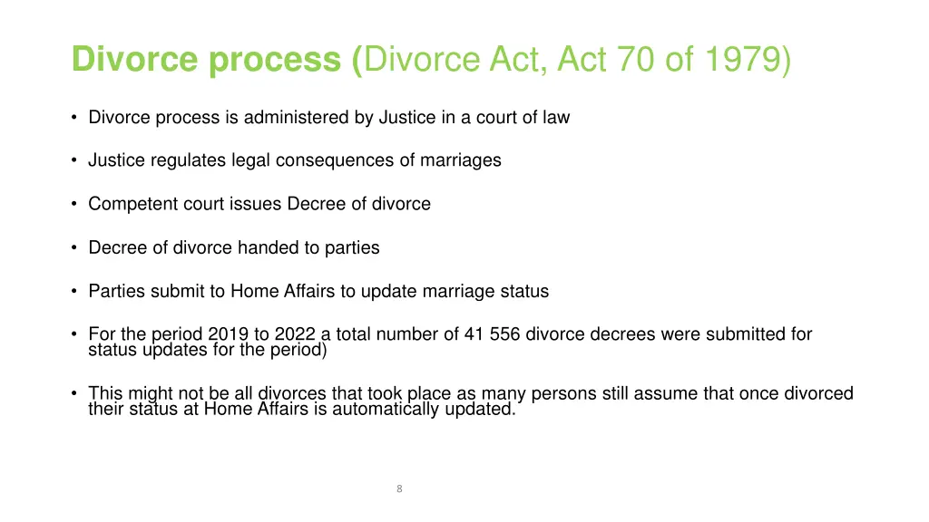 divorce process divorce act act 70 of 1979