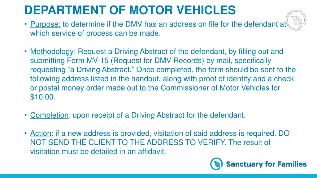 department of motor vehicles purpose to determine