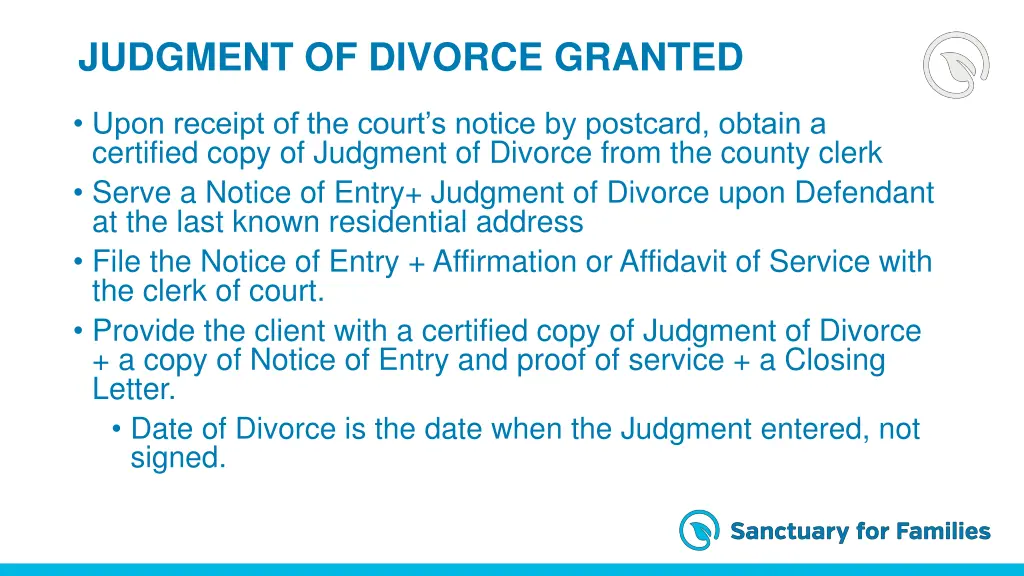 judgment of divorce granted