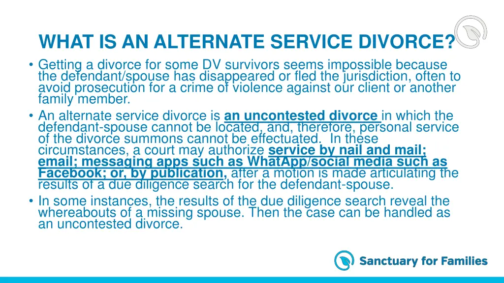 what is an alternate service divorce getting