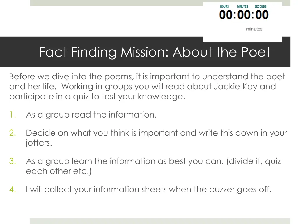 fact finding mission about the poet