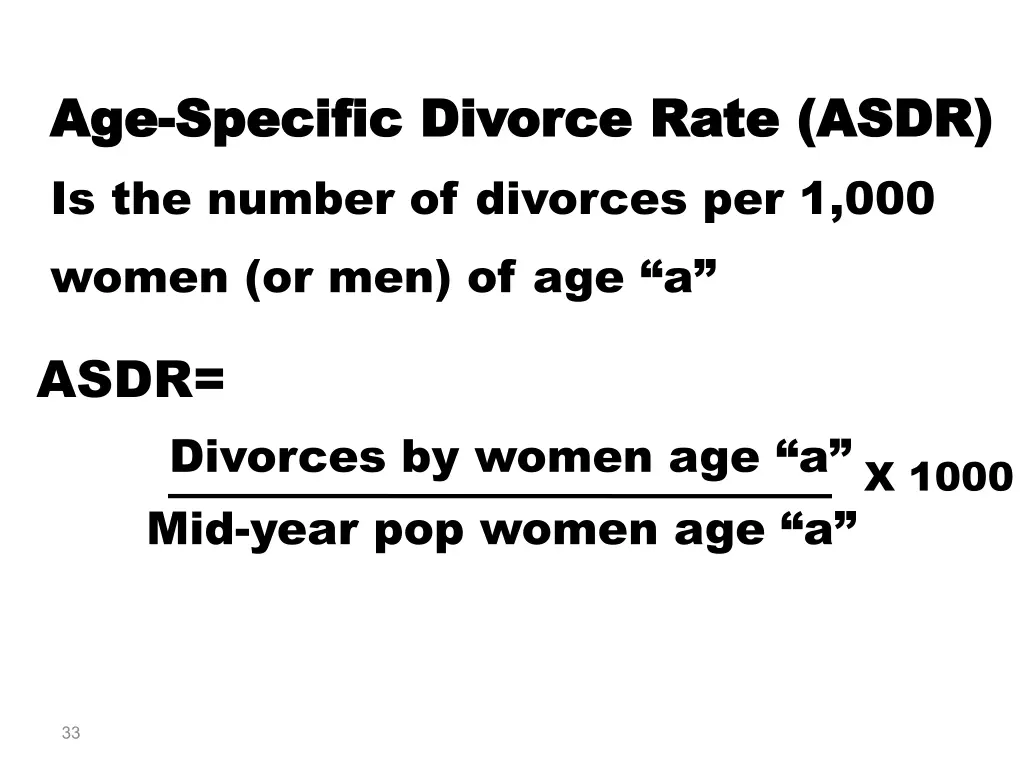 age age specific divorce rate asdr specific