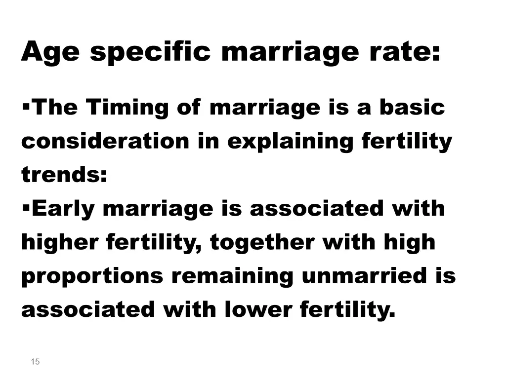 age specific marriage rate