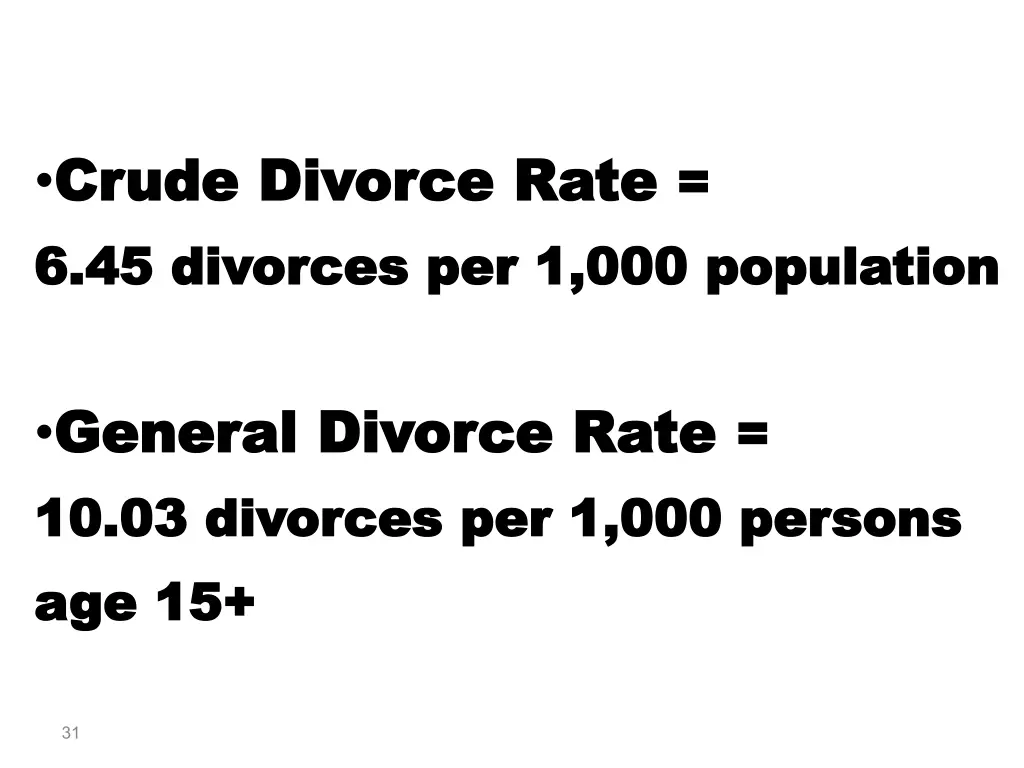 crude crude divorce rate divorce rate