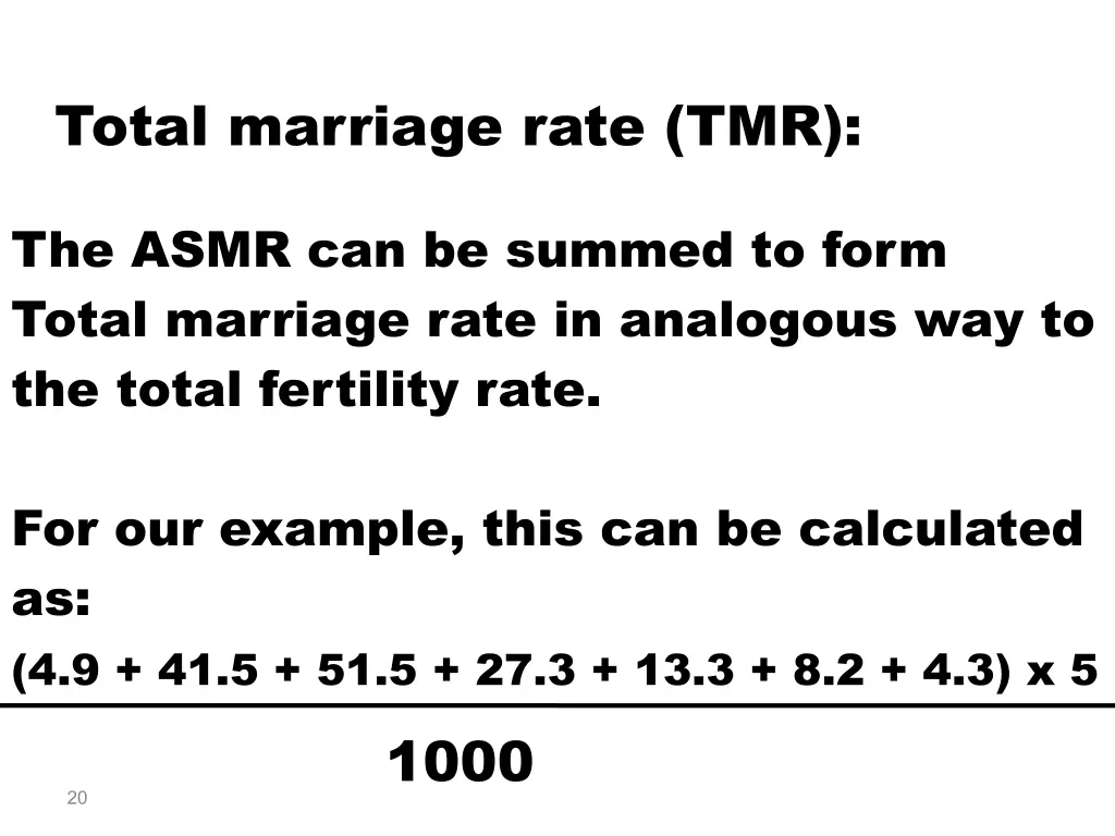 total marriage rate tmr