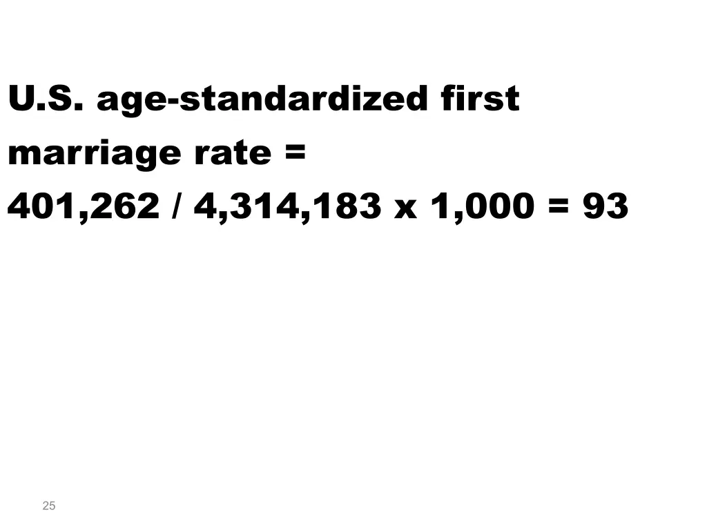 u s age standardized first marriage rate