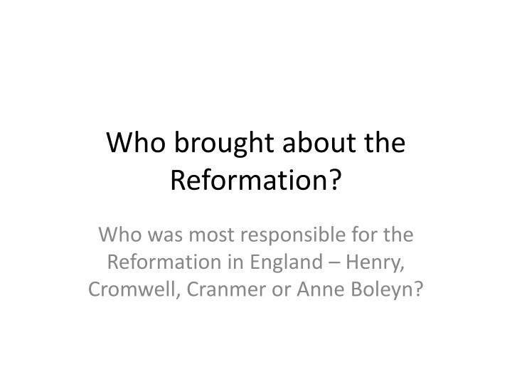 who brought about the reformation