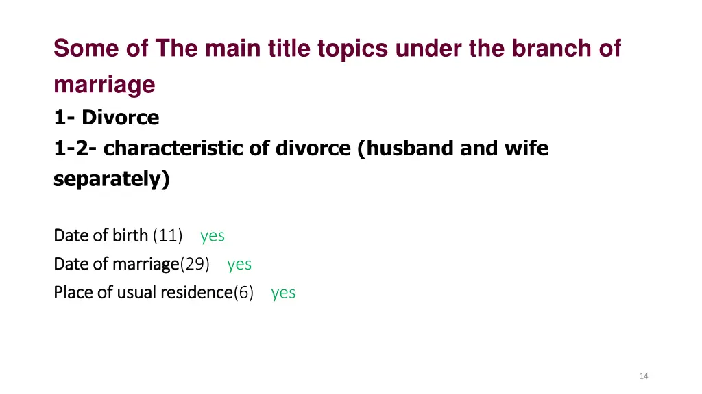 some of the main title topics under the branch 11