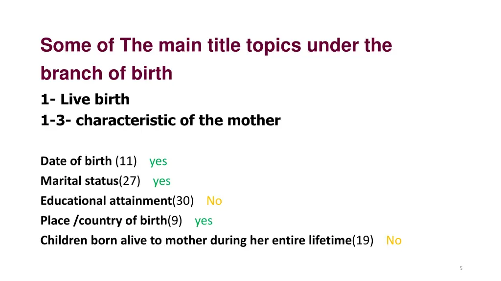 some of the main title topics under the branch 2