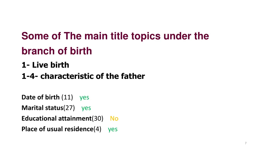 some of the main title topics under the branch 4