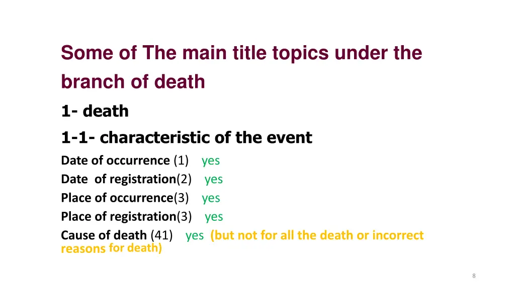 some of the main title topics under the branch 5