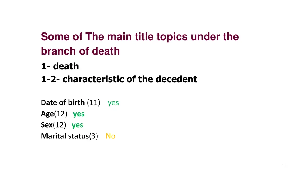 some of the main title topics under the branch 6