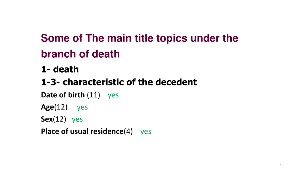 some of the main title topics under the branch 7