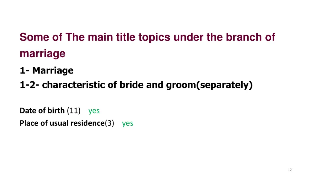 some of the main title topics under the branch 9