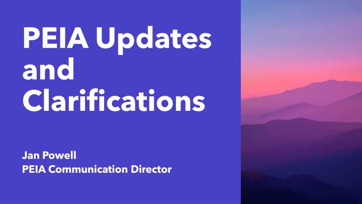 peia updates and clarifications