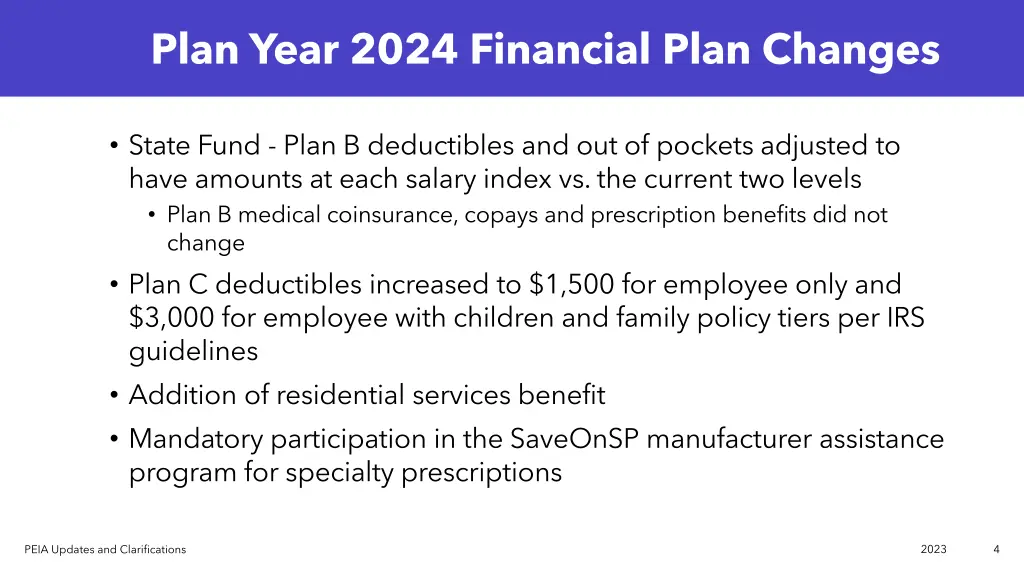 plan year 2024 financial plan changes