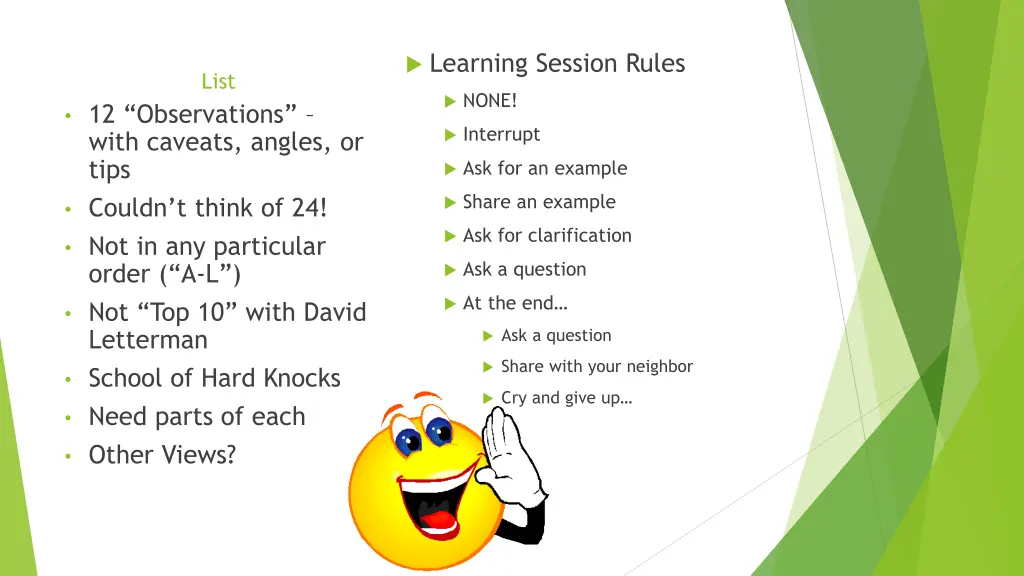 learning session rules