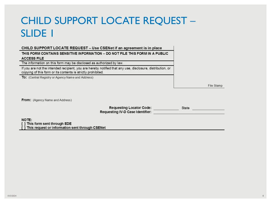 child support locate request slide 1