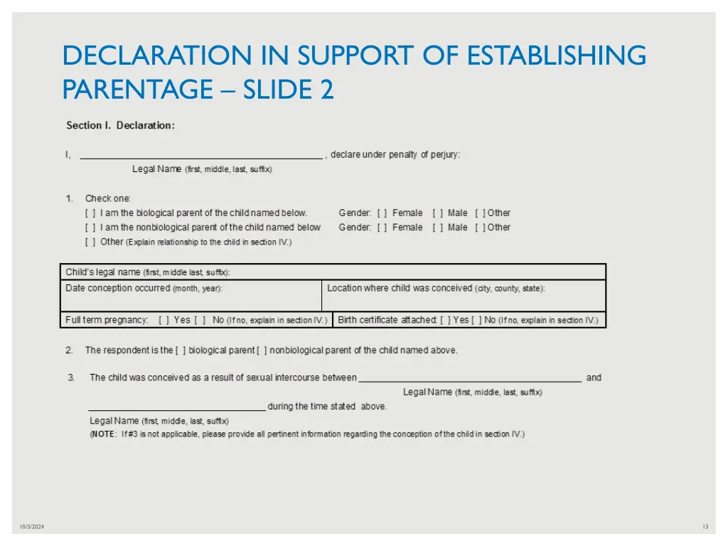 declaration in support of establishing parentage 1