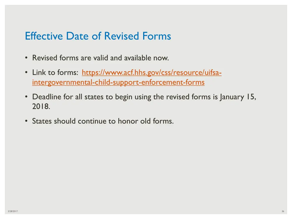 effective date of revised forms