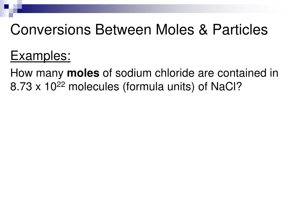 conversions between moles particles