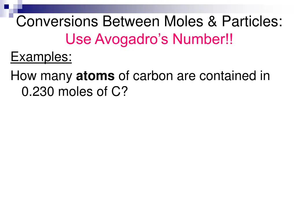 conversions between moles particles use avogadro