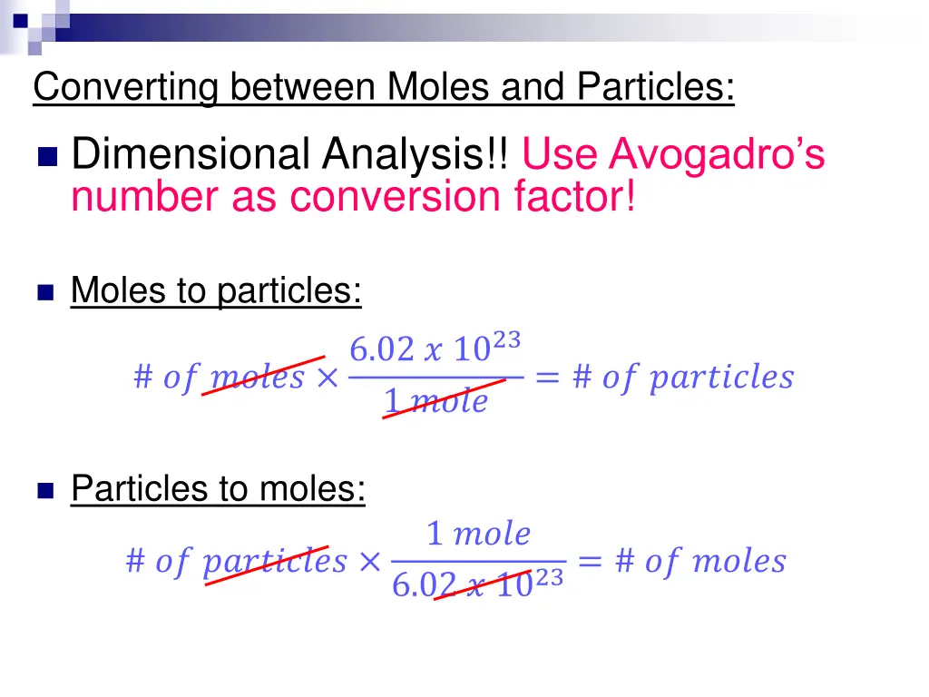 converting between moles and particles