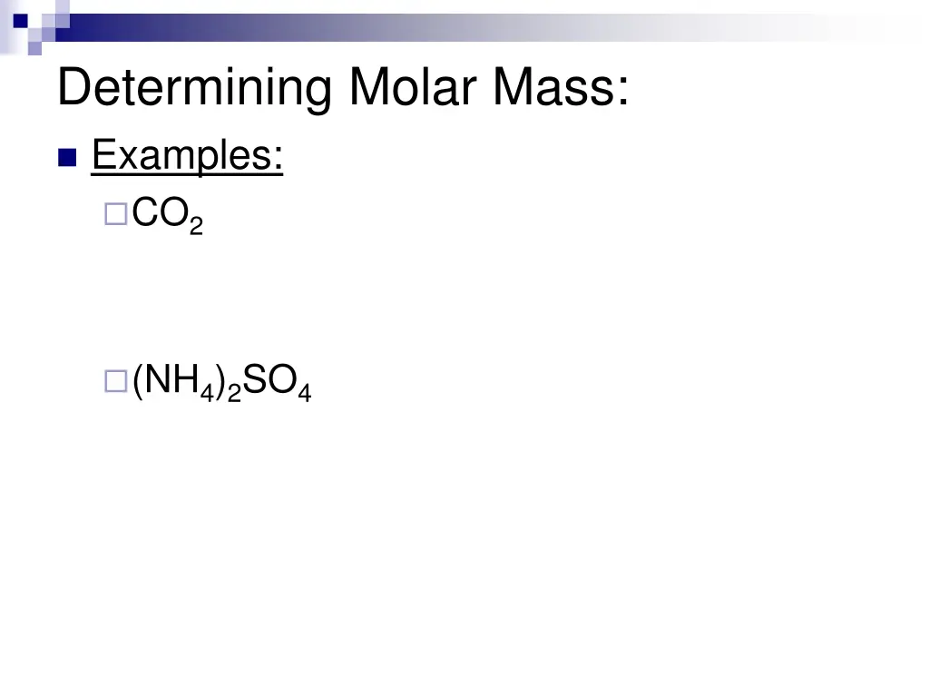 determining molar mass examples co 2