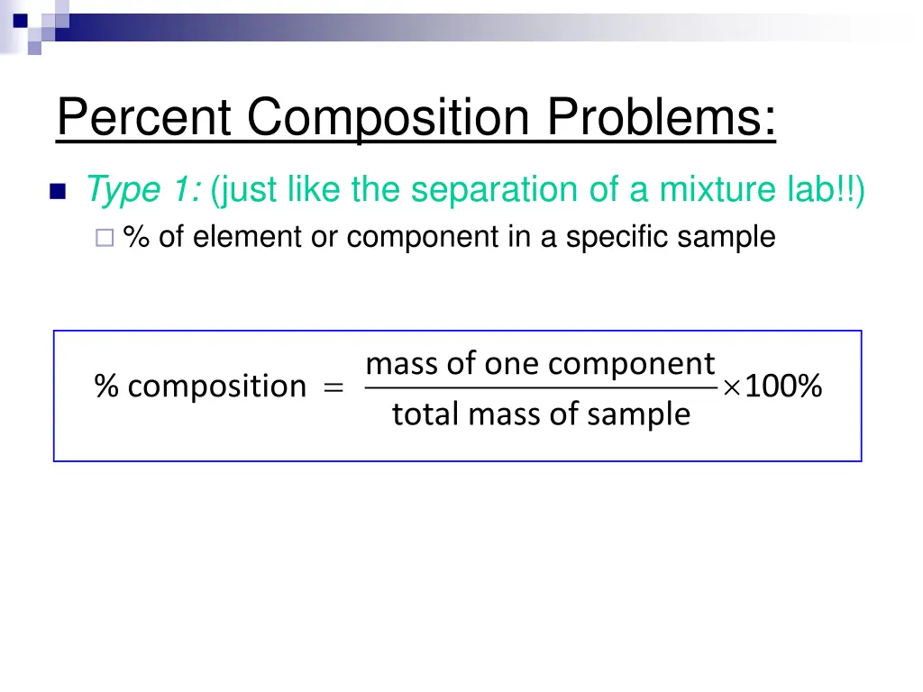 percent composition problems 1