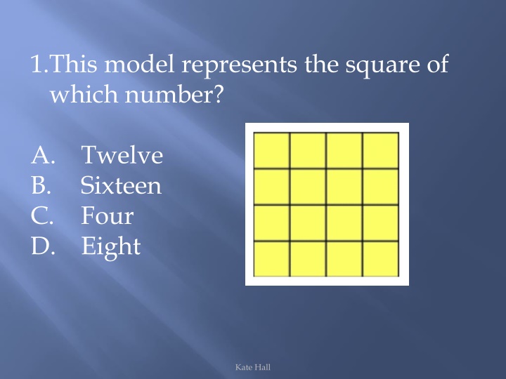 1 this model represents the square of which number