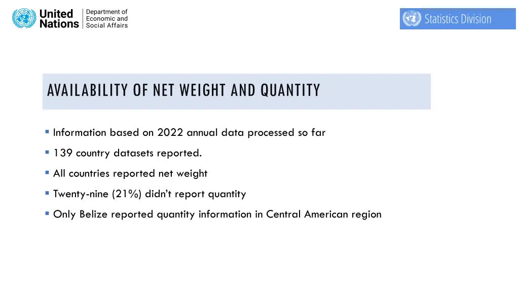 availability of net weight and quantity