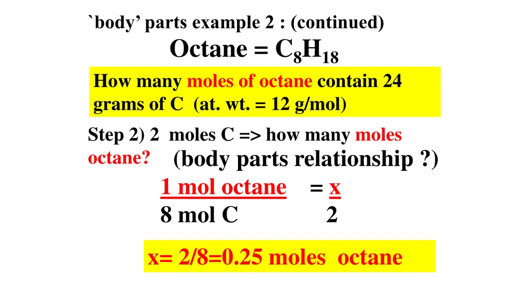 body parts example 2 continued octane