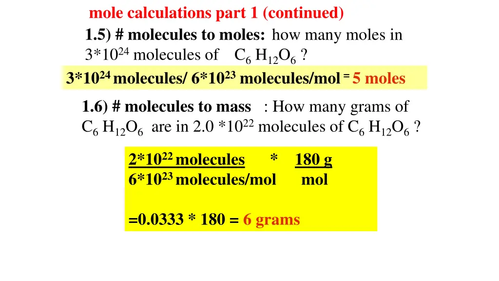 mole calculations part 1 continued 1