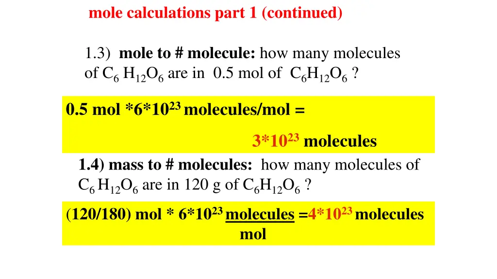 mole calculations part 1 continued