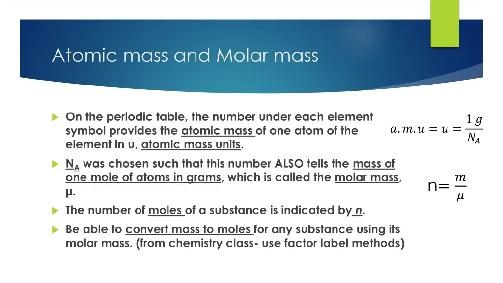 atomic mass and molar mass