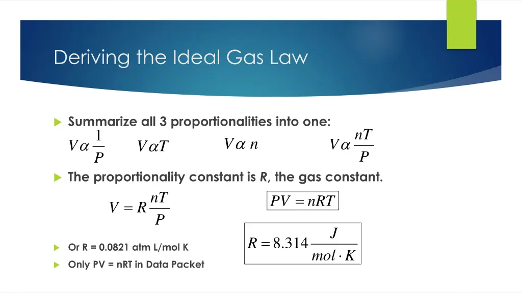 deriving the ideal gas law