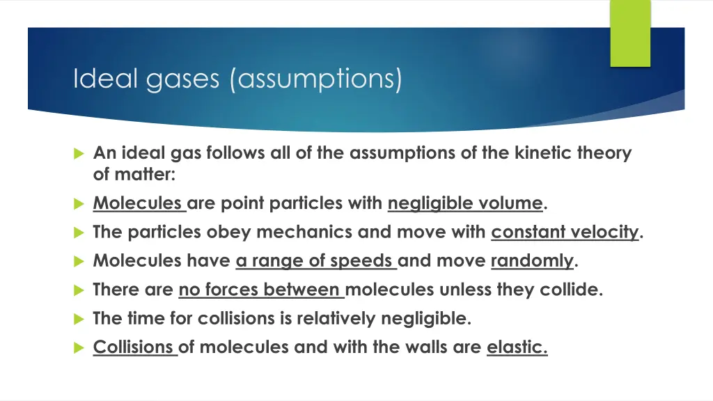 ideal gases assumptions