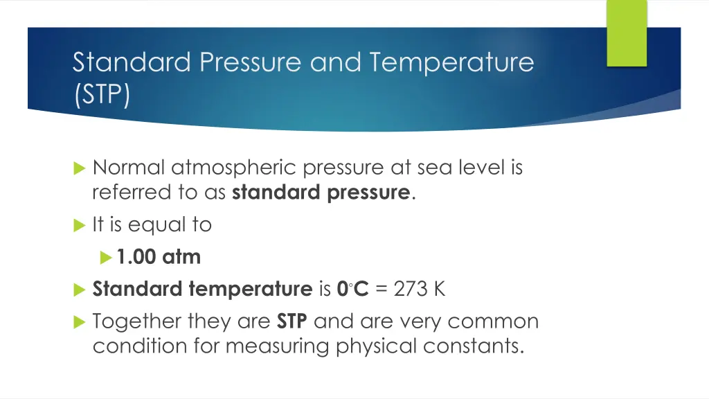 standard pressure and temperature stp