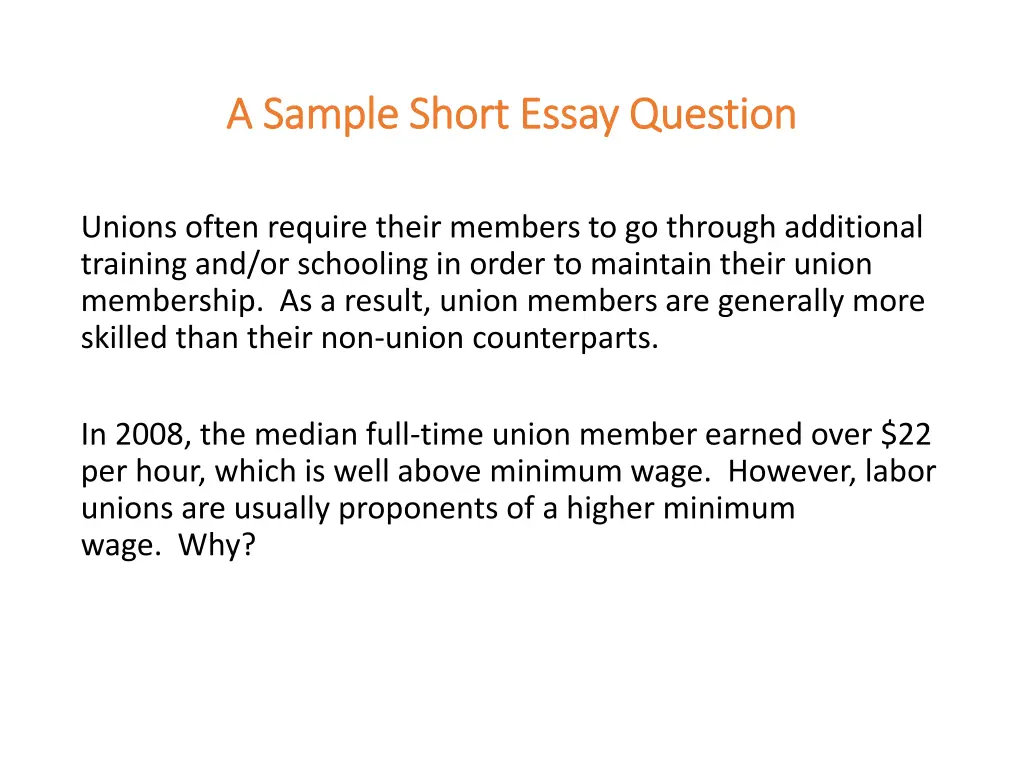 a sample short essay question a sample short 1