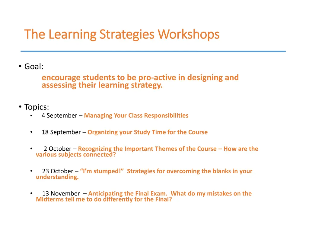 the learning strategies workshops the learning