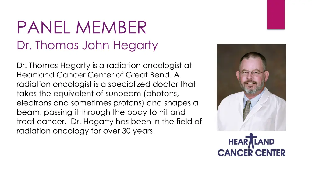 panel member dr thomas john hegarty