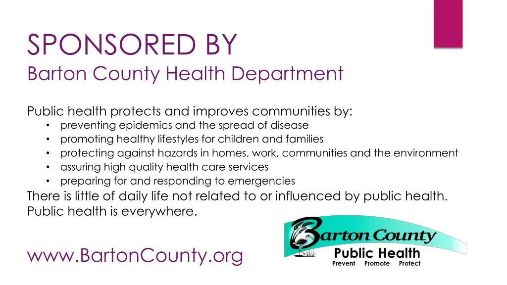 sponsored by barton county health department