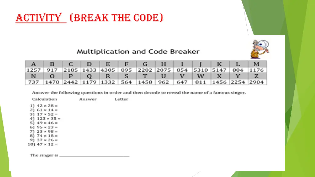 activity break the code