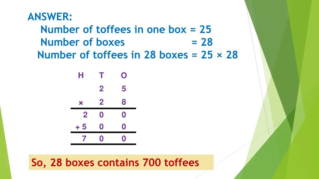 answer number of toffees in one box 25 number