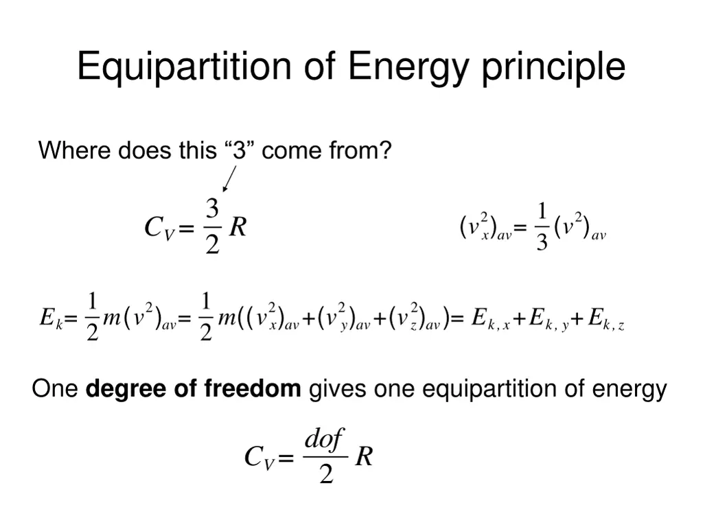 equipartition of energy principle