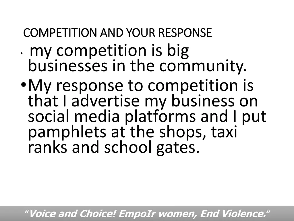 competition and your response competition