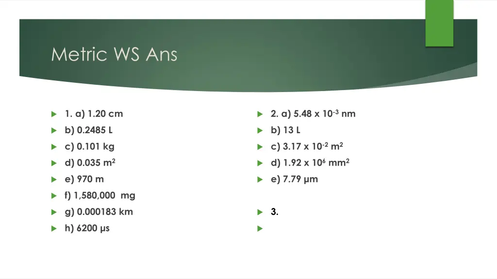 metric ws ans