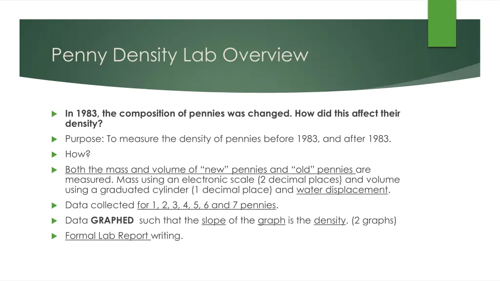 penny density lab overview