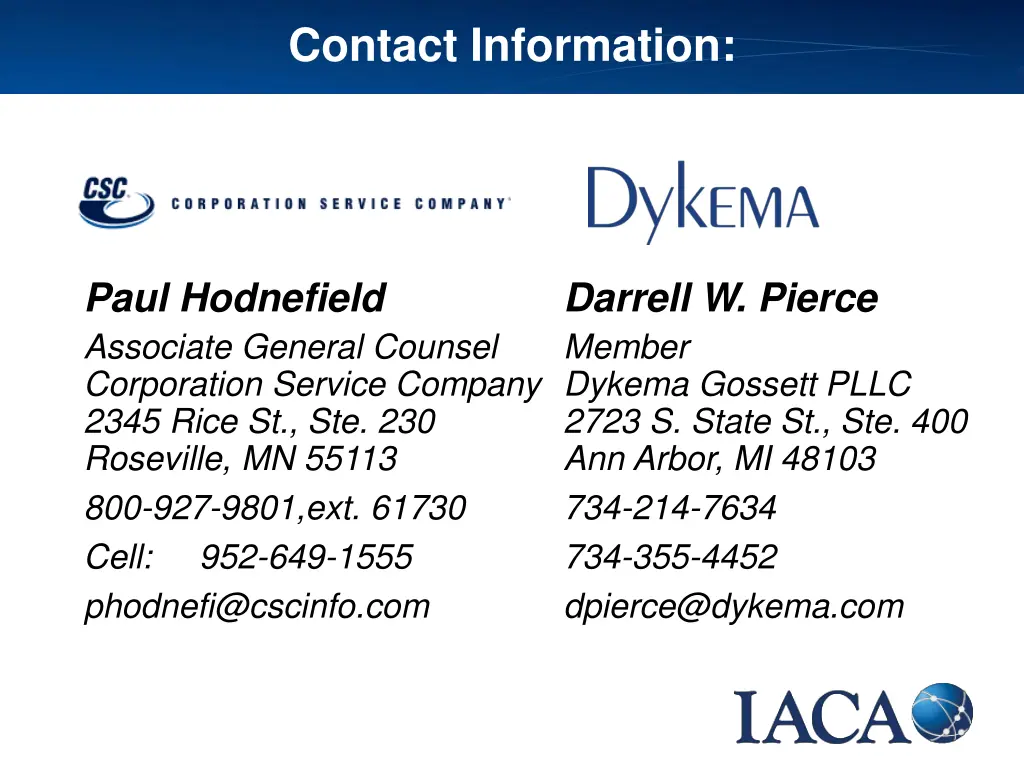 contact information