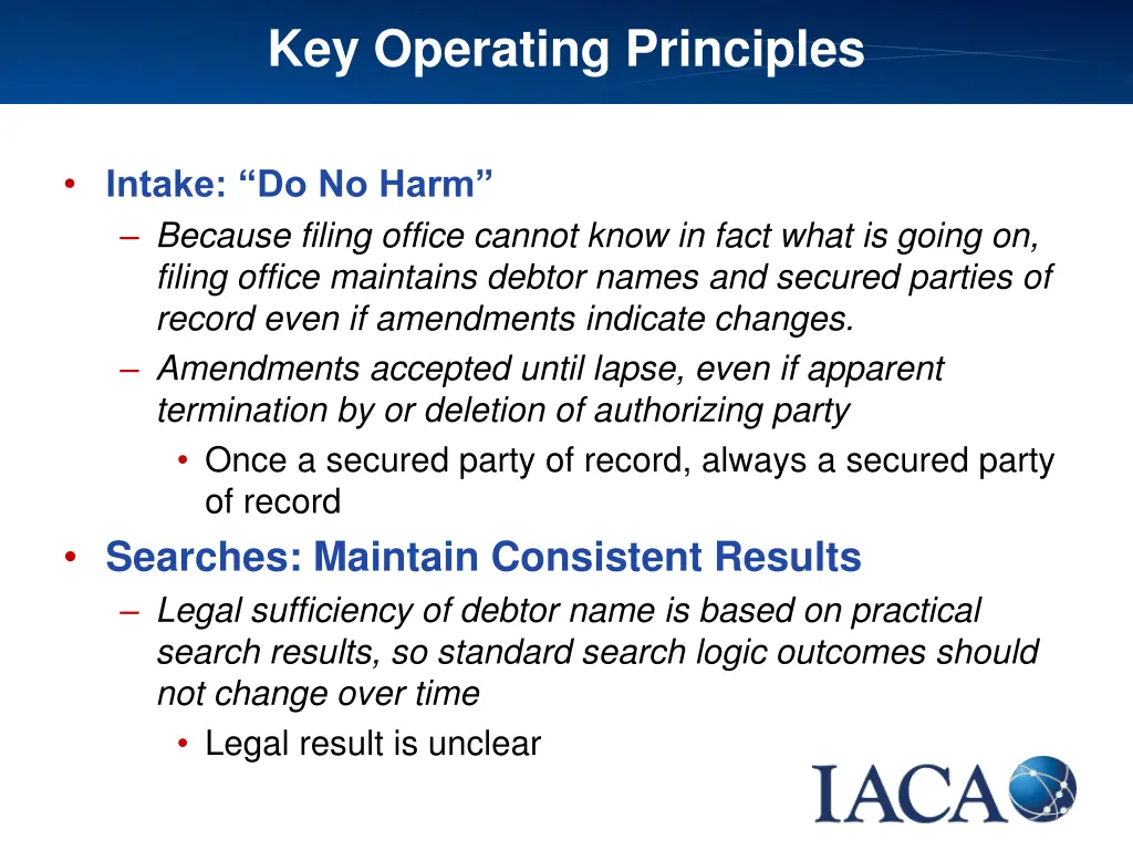 key operating principles